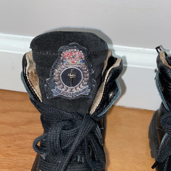 Cesare Paciotti Leather 29 Combat chelsea Boots Girls laces & Zipper 11.5 size - Picture 4 of 9